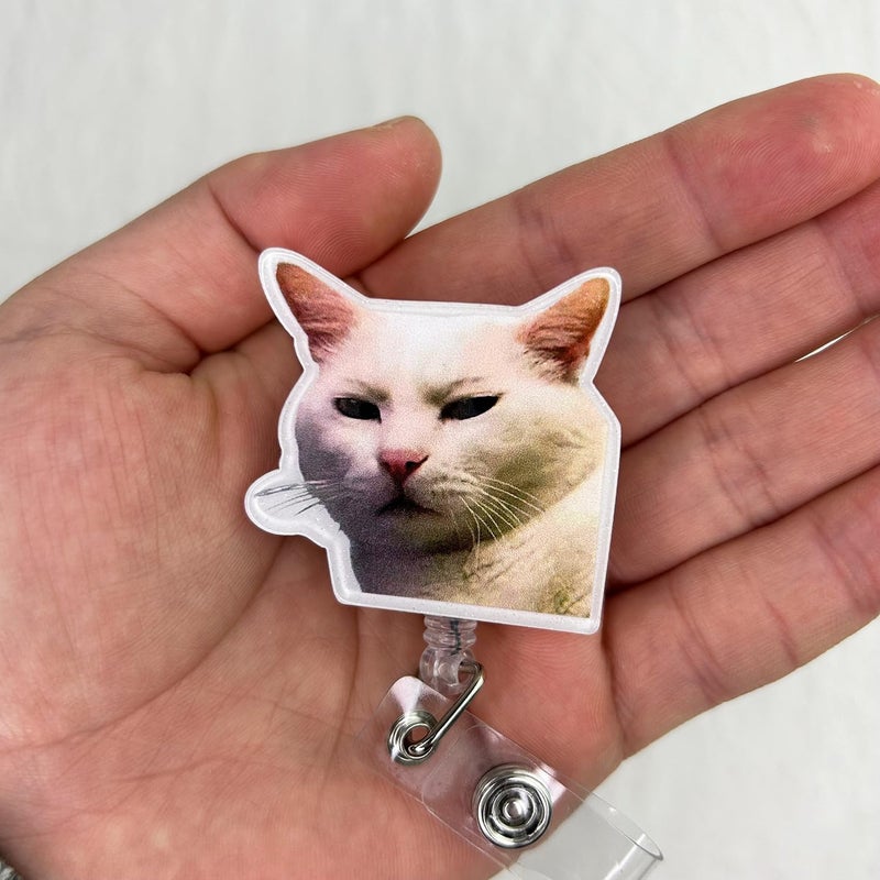 Bydevia Funny Cat Meme Badge Reel Retractable for Nurse Nursing RN CNA LPN Medical Worker & Office Staff | Cute Vet Tech Gifts Cat ID Name Badge Holder with Alligator Clip & 24” Durable Nylon Cord | Acrylic - Image 3